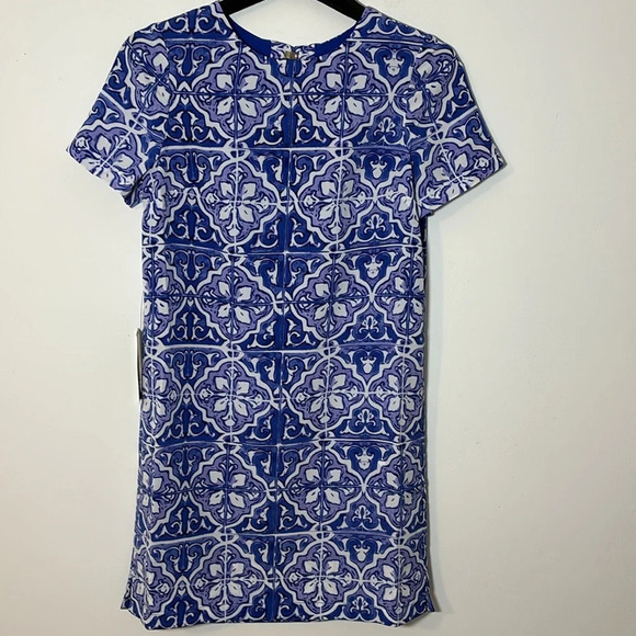 The Limited Tile Printed Short Sleeve Shirt Sheath Dress Women Size Small Blue - Picture 13 of 13